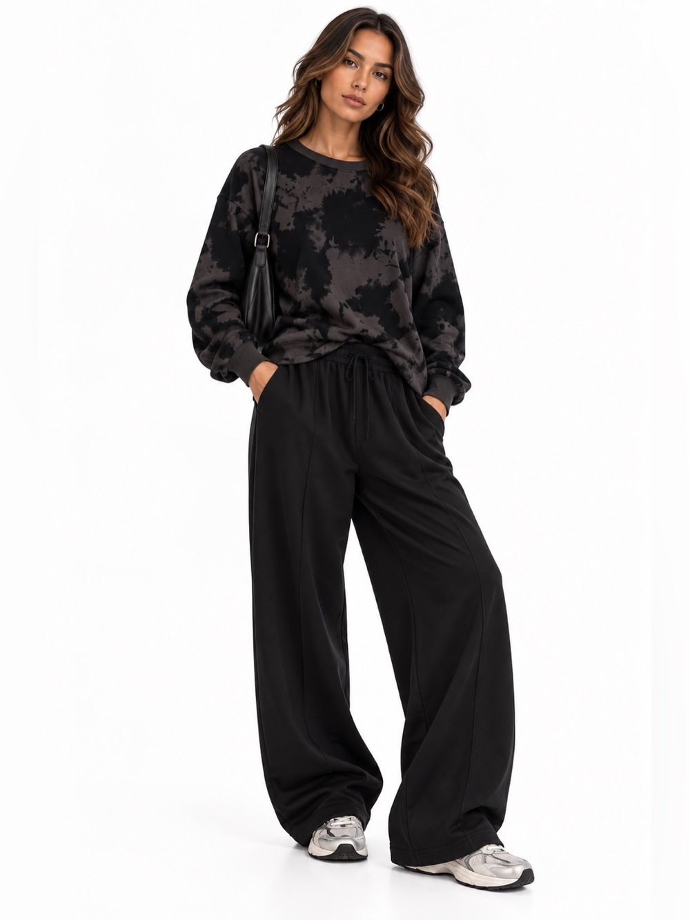 Shambhala Black Grey Tie Dye Twist Front Sweatshirt – Size Medium GUC